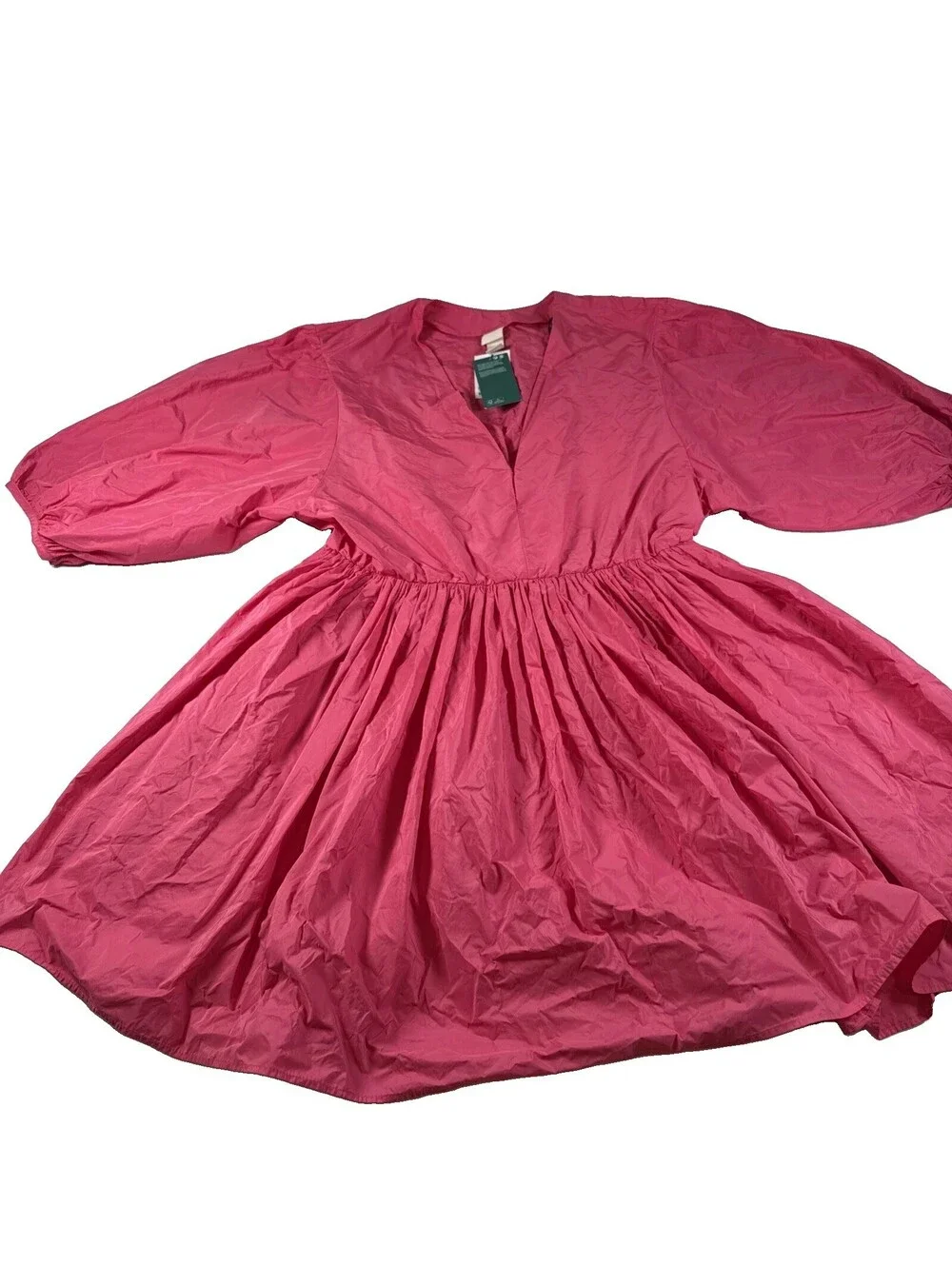 H&M Show Stopping V-Neck Dress With Puffy Arms Size Large Pre Owned
